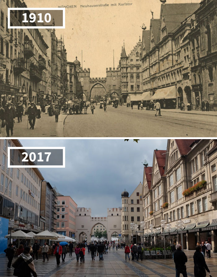 Karlstor, Munich, Germany , 1910 – 2017 Re.photos