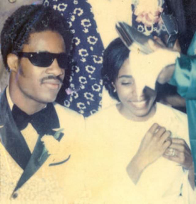 Stevie Wonder with first wife Motown singer and songwriter Syreeta Wright, 1970