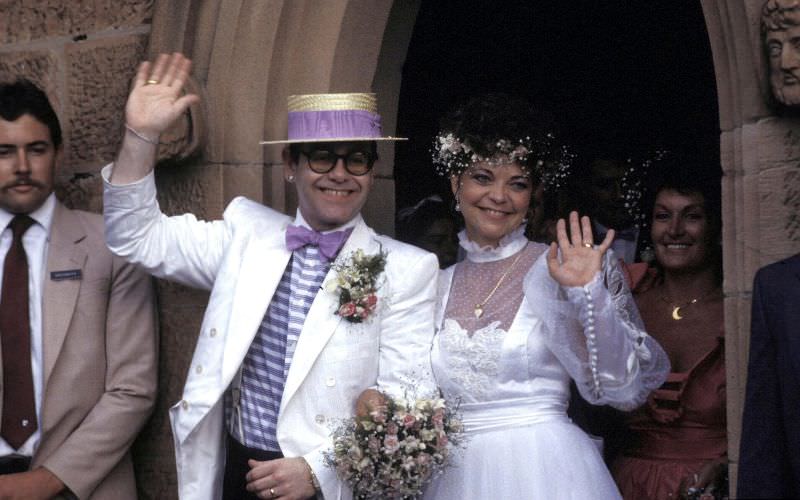 Elton John wed German music engineer Renate Blauel in London on Valentines Day, 1984