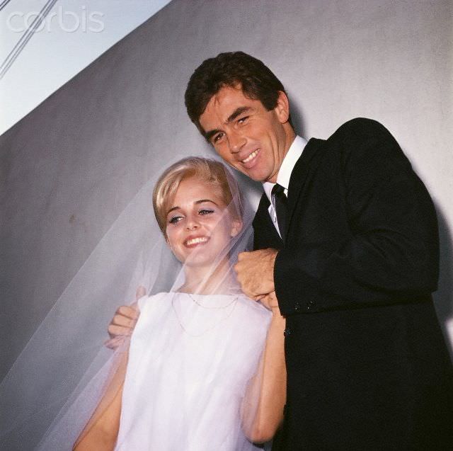 Sue Lyon and Hampton Francher on their wedding day, 1964