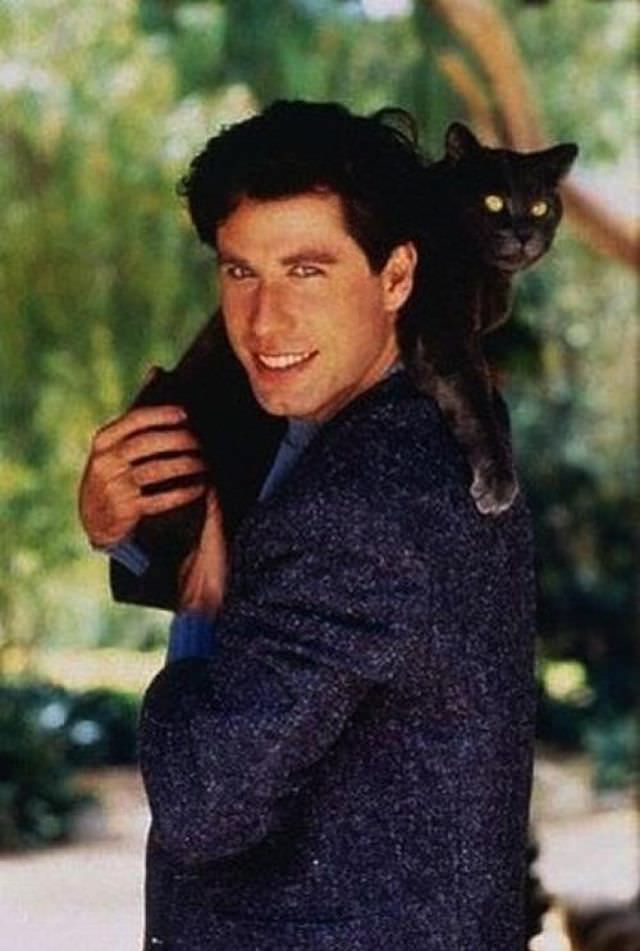 John Travolta with his cat