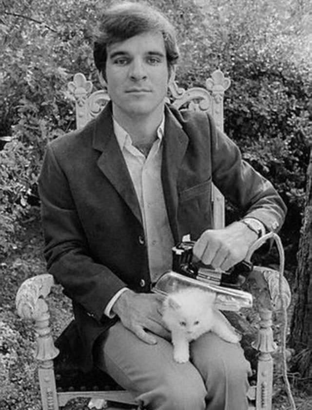 Steve Martin with his cat