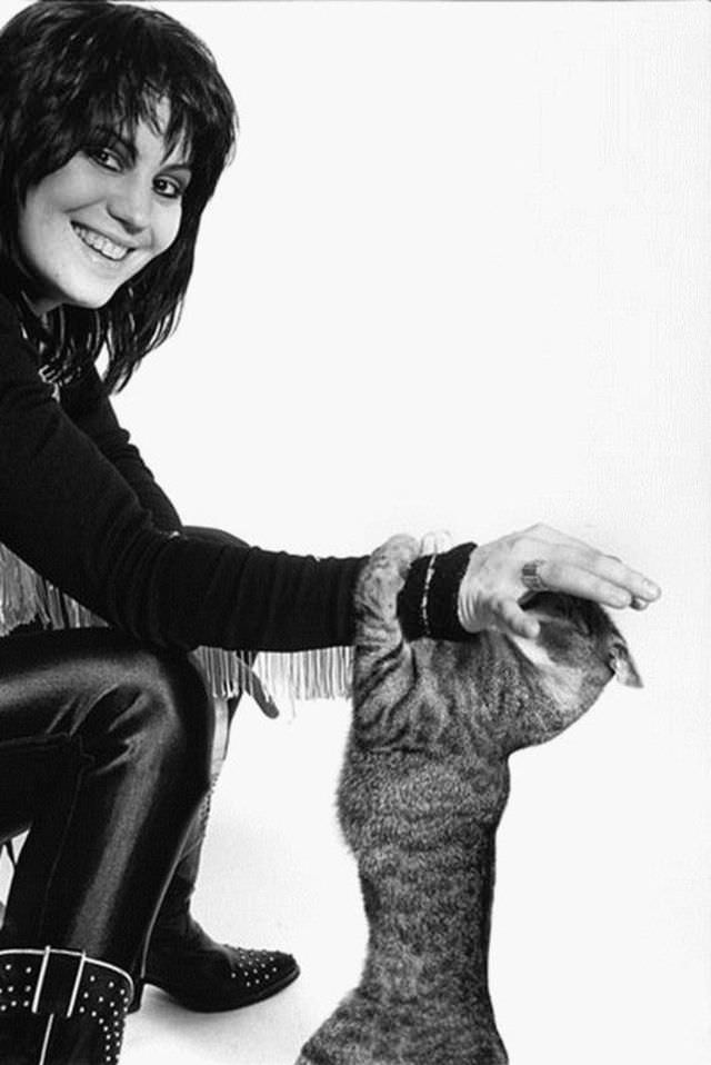 Joan Jett with her cat