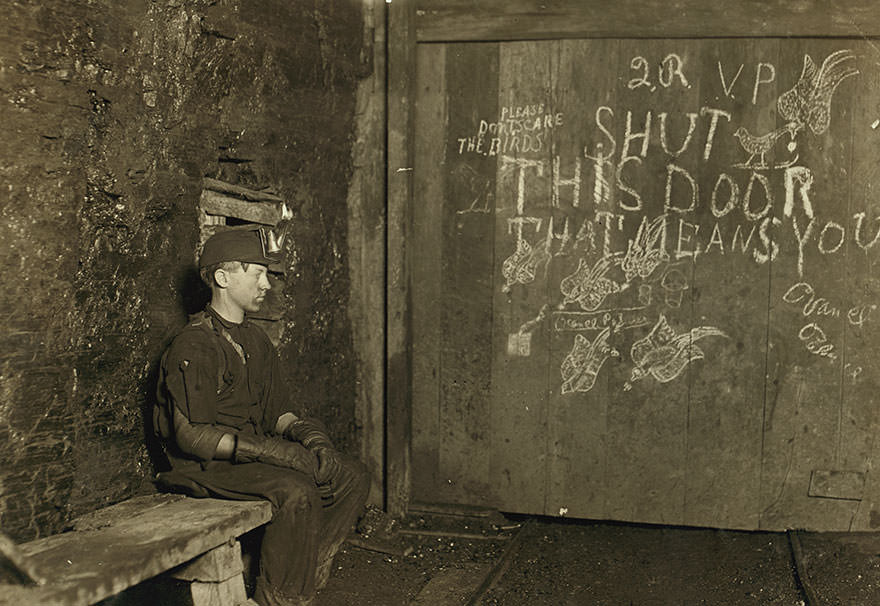 Vance, a trapper boy, 15 years old. Has trapped for several years in a west va. Coal mine. $.75 a day for 10 hours work. All he does is to open and shut this door. Location: west Virginia