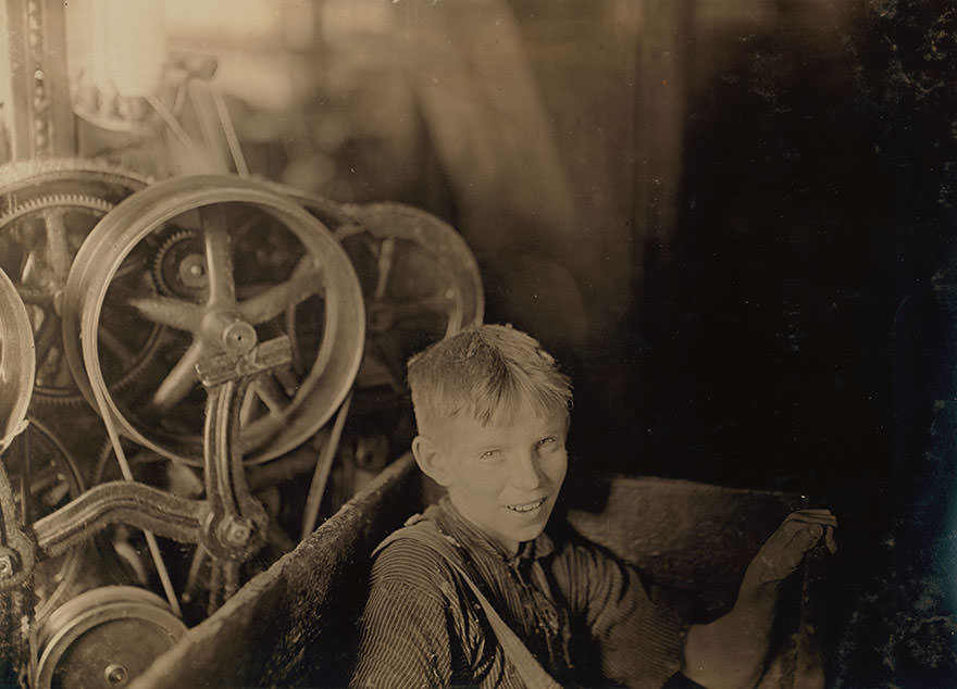 One of the young spinners in the quid wick co. Mill. Anthony, r. I. (a polish boy willie) who was taking his noon rest in a doffer-box. Location: Anthony, Rhode island