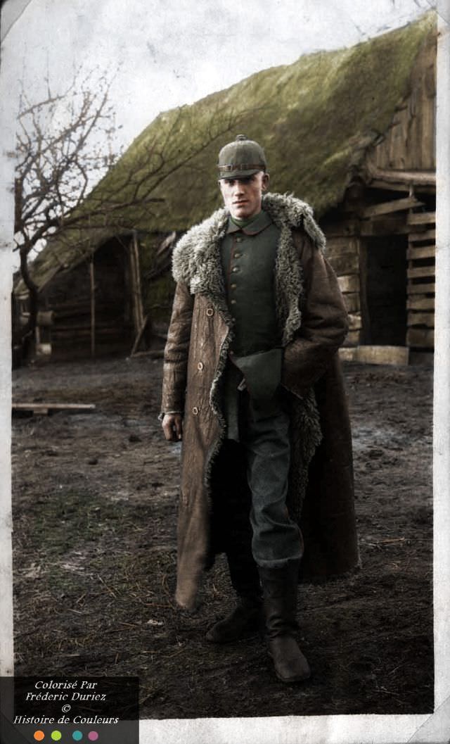 Portrait of a great and stylish German soldier, probably taken on the Eastern Front