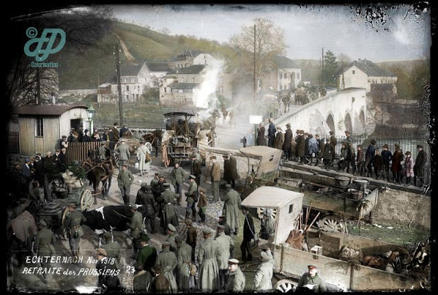 Retreat of German troops, Echternach, November 1918