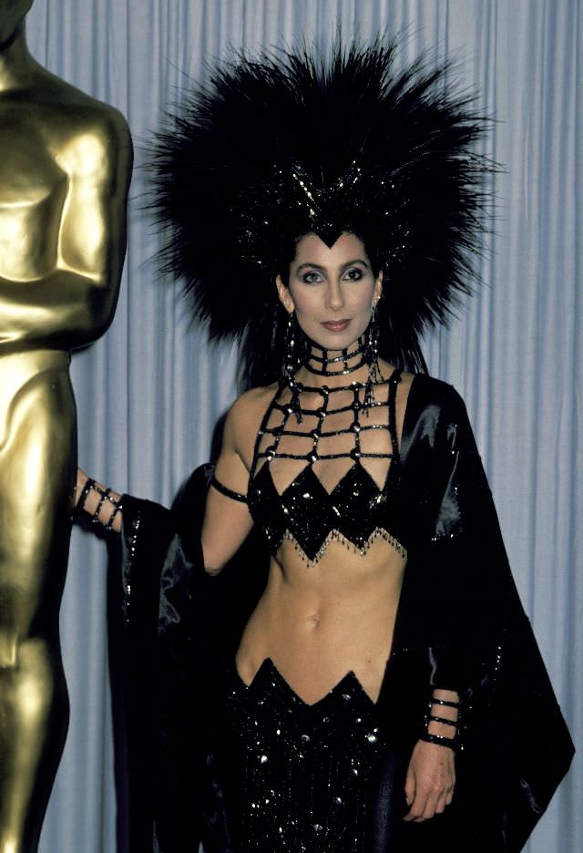 Cher attends the 58th Annual Academy Awards at the Dorothy Chandler Pavillion in Los Angeles. Photo by Jim Smeal, 1986