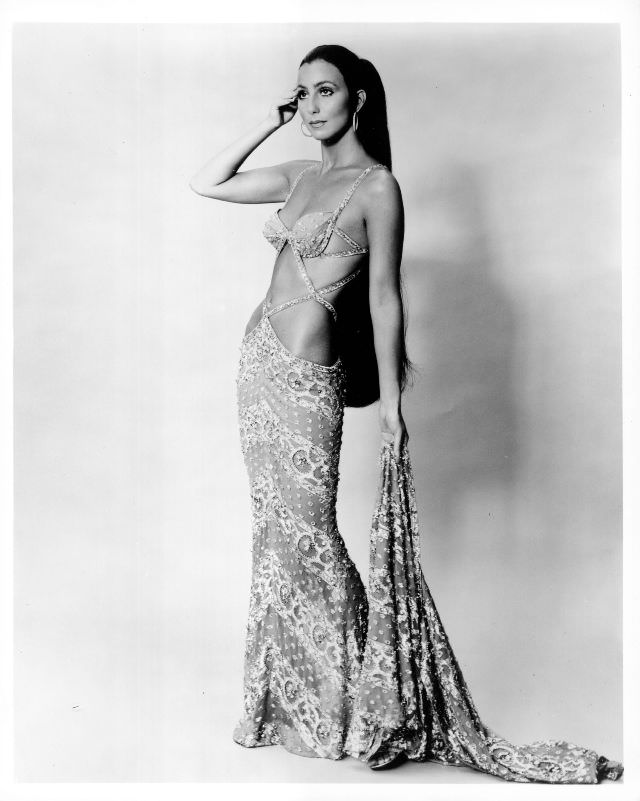 Cher in a cutout gown for a portrait session during the 'The Sonny and Cher Show' years. Photo by Michael Ochs Archives, 1972