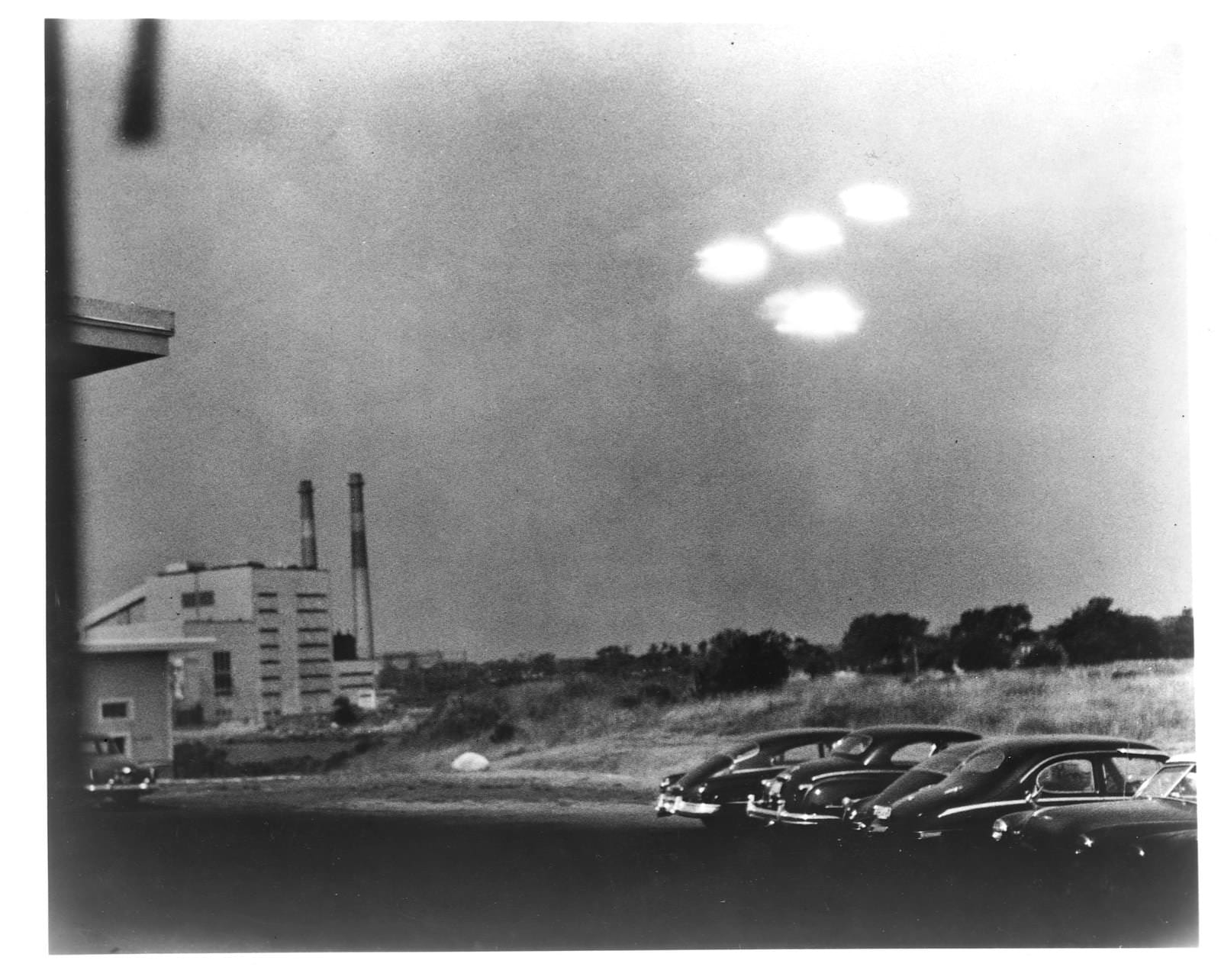 Four unidentified flying objects glowing in the sky at 9:35 a.m. on July 15, 1952, in Salem, Massachusetts