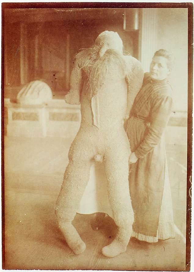 Katharina Detzel, a mental patient who built her own man out of the straw in her bed, 1910