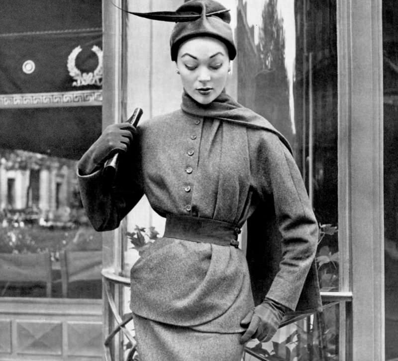 Ivy Nicholson in wool suit by Jacques Griffe, 1951