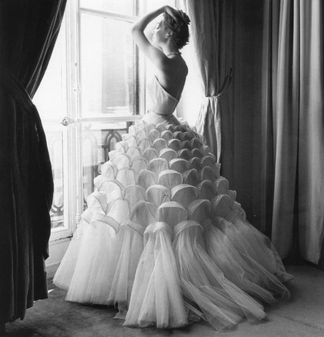 Ivy Nicholson in evening gown by Jacques Griffe, 1953
