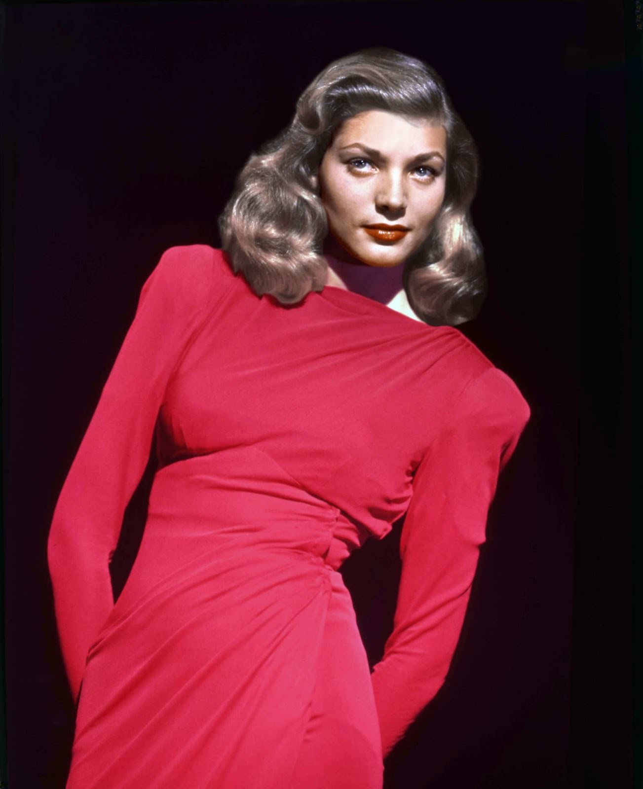 Strong shoulders and bold color in an undated publicity still.