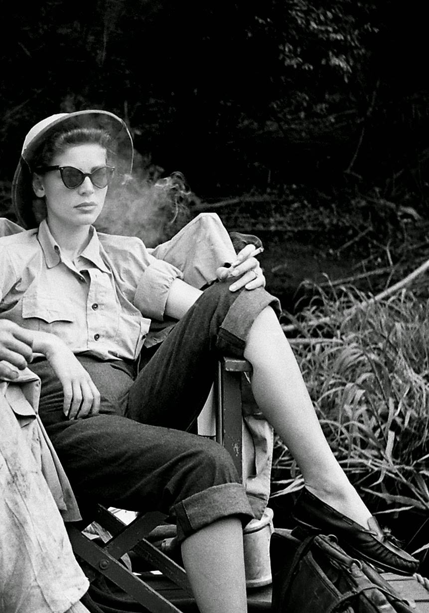 Lauren Bacall during the making film "The African Queen," (1951)