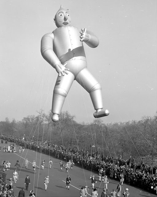 The Tin Man flies high in the Macy's Thanksgiving Day parade in 1939.
