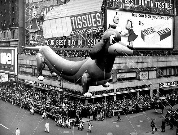 This dachshund balloon trotted down Broadway in 1950.