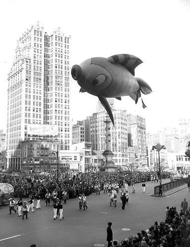 The flying fish soared over midtown in 1951.