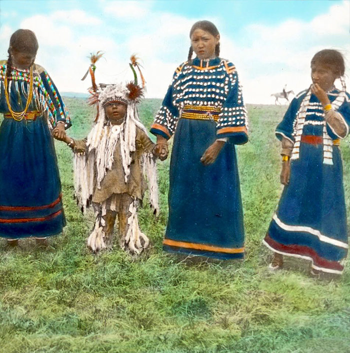 Blackfeet Children (including “sa-ko-uka-etsusin”). Montana. Early 1900s. Glass Lantern Slide B