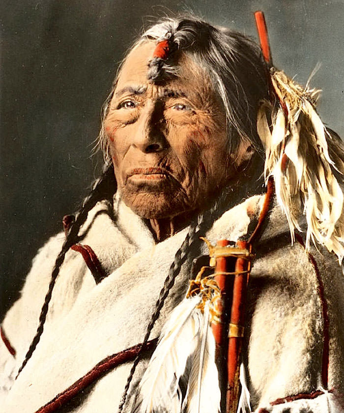 Eagle Arrow. A Siksika Man. Montana. Early 1900s. Glass Lantern Slide By Walter Mcclintock