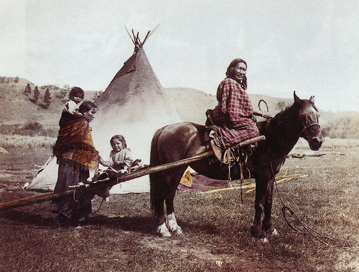 Strong Left Hand And Family. Northern Cheyenne Reservation. 1906. Photo By Julia Tuell