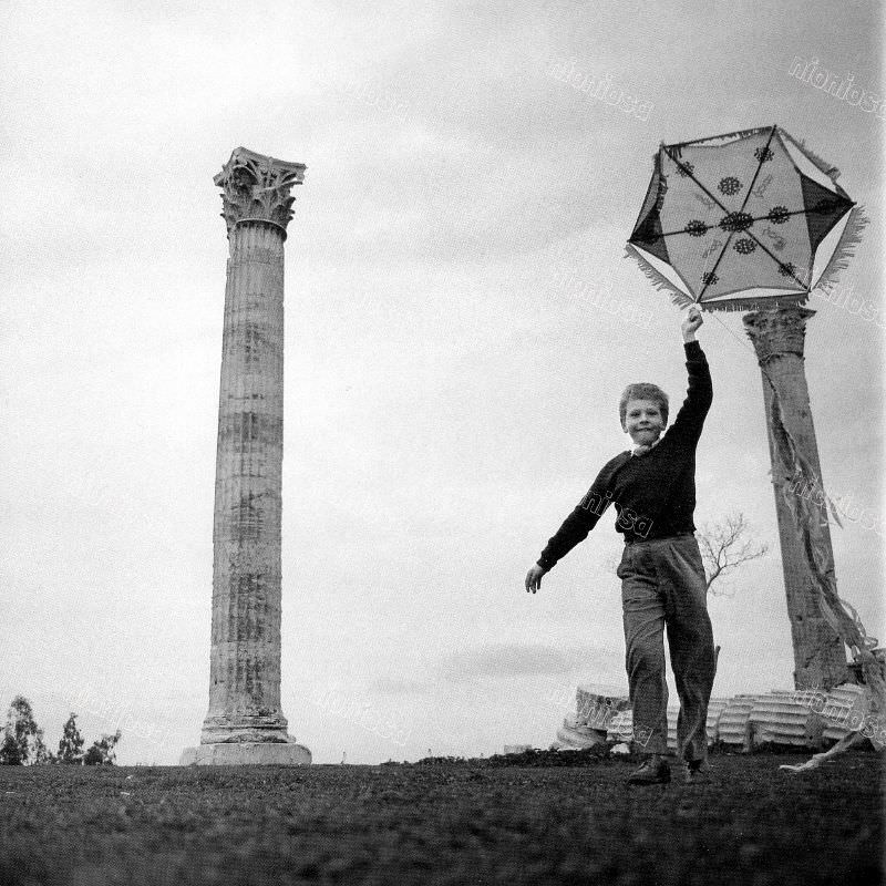 Boy with kite, Athens, 1955