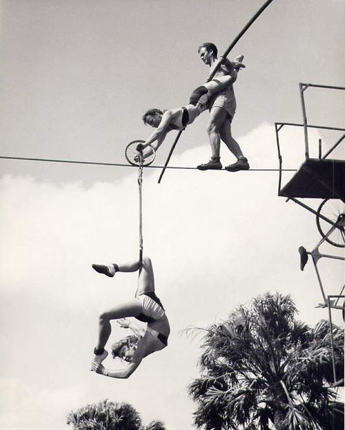 Trapeze artists, 1950s