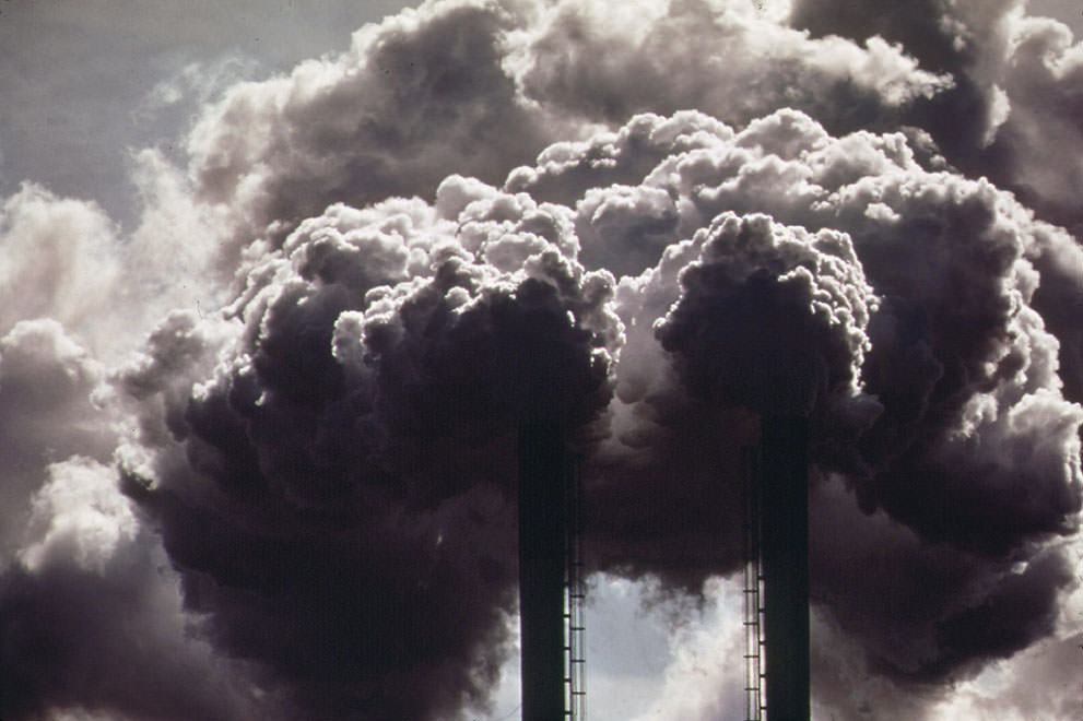 Smoke from the burning of old auto batteries near Houston, April 1972. (Marc St. Gil/NARA)