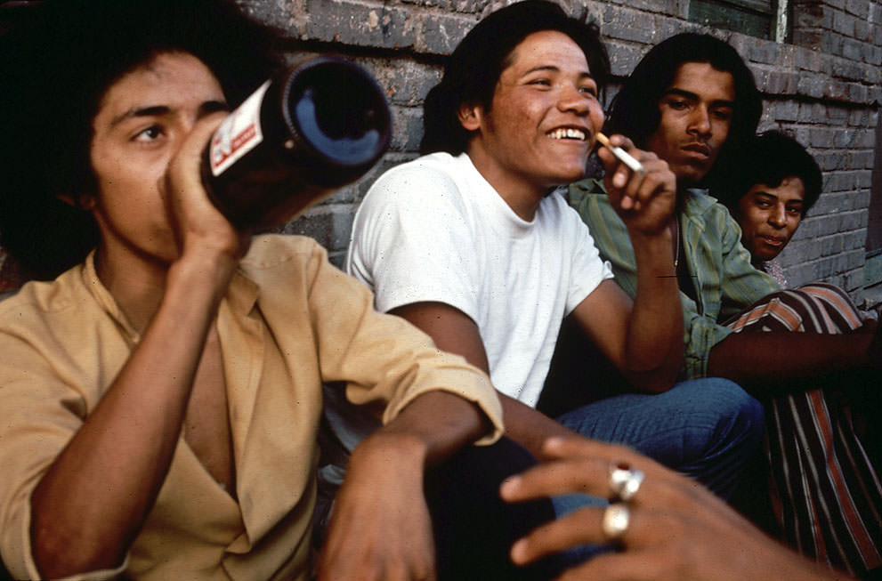 On a street corner in El Paso's Second Ward, June 1972. (Danny Lyon/NARA)