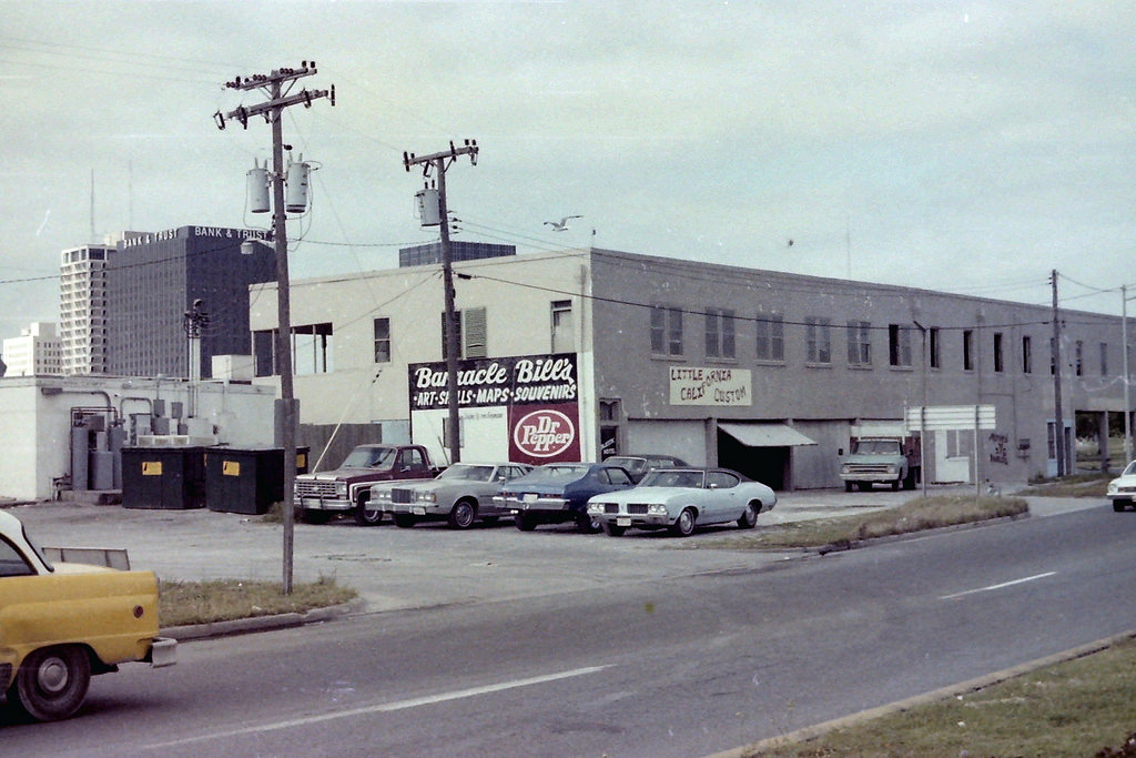 The north side of the Majestic Hotel building which faced I-37, 1977