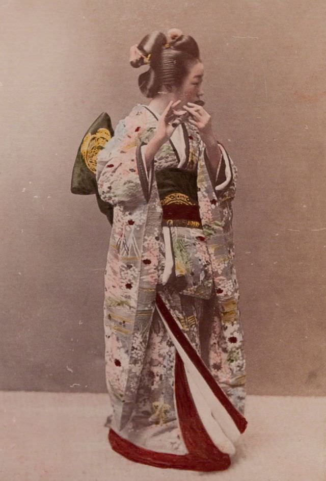 Geisha playing a flute
