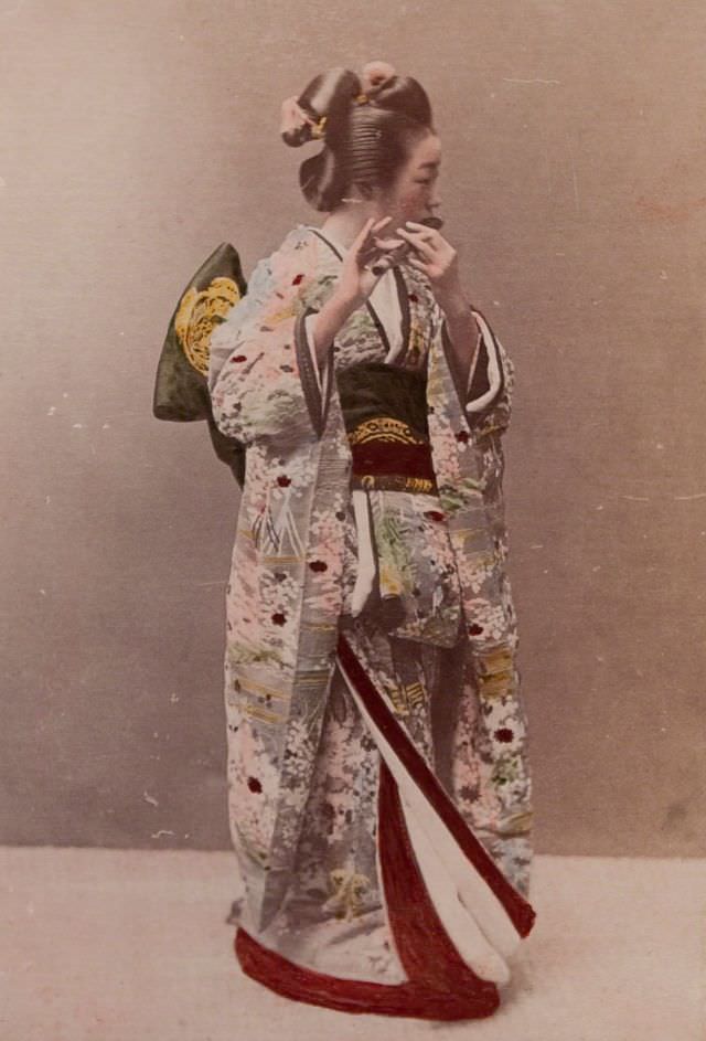 Geisha playing a flute