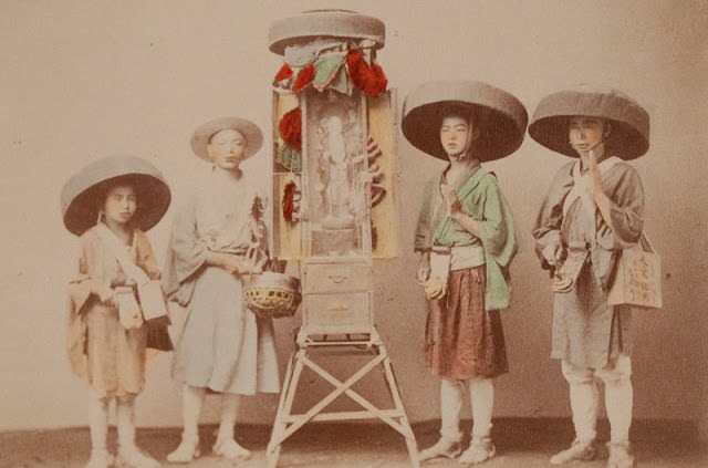 Pilgrim priests with portable shrine