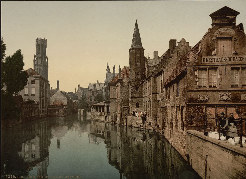 Canal and Belfry, Bruges, Belgium