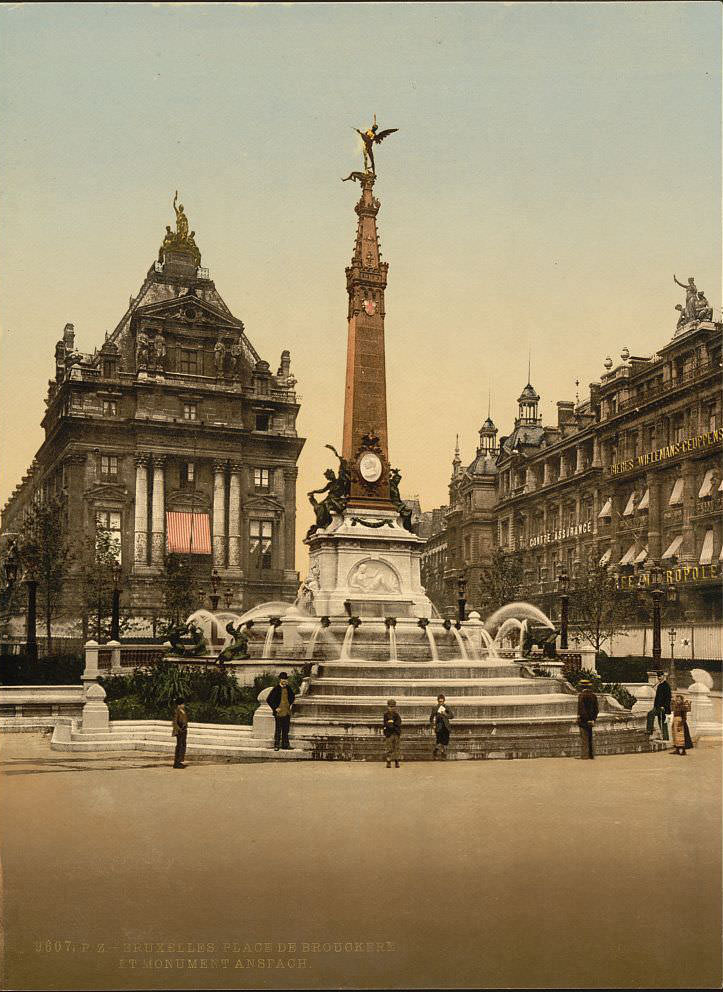 Brouckere Place and Anspach Monument, Brussels, Belgium