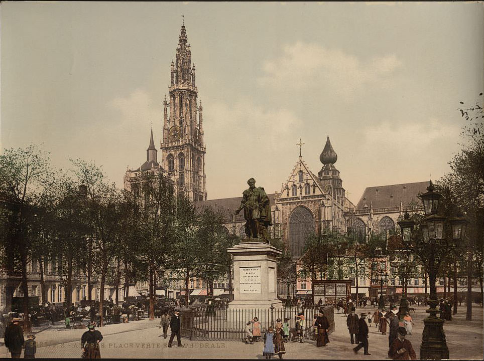 Place Verte and cathedral, Antwerp, Belgium