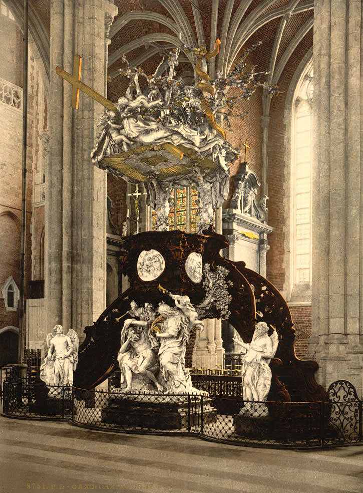 St. Bavon Abbey, pulpit, Ghent, Belgium