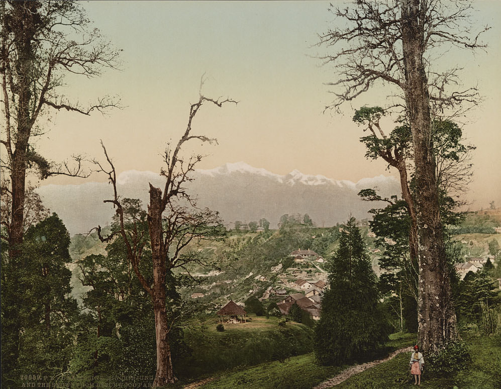 Kangchenjunga and the snow from Beechwood Park, Darjeeling