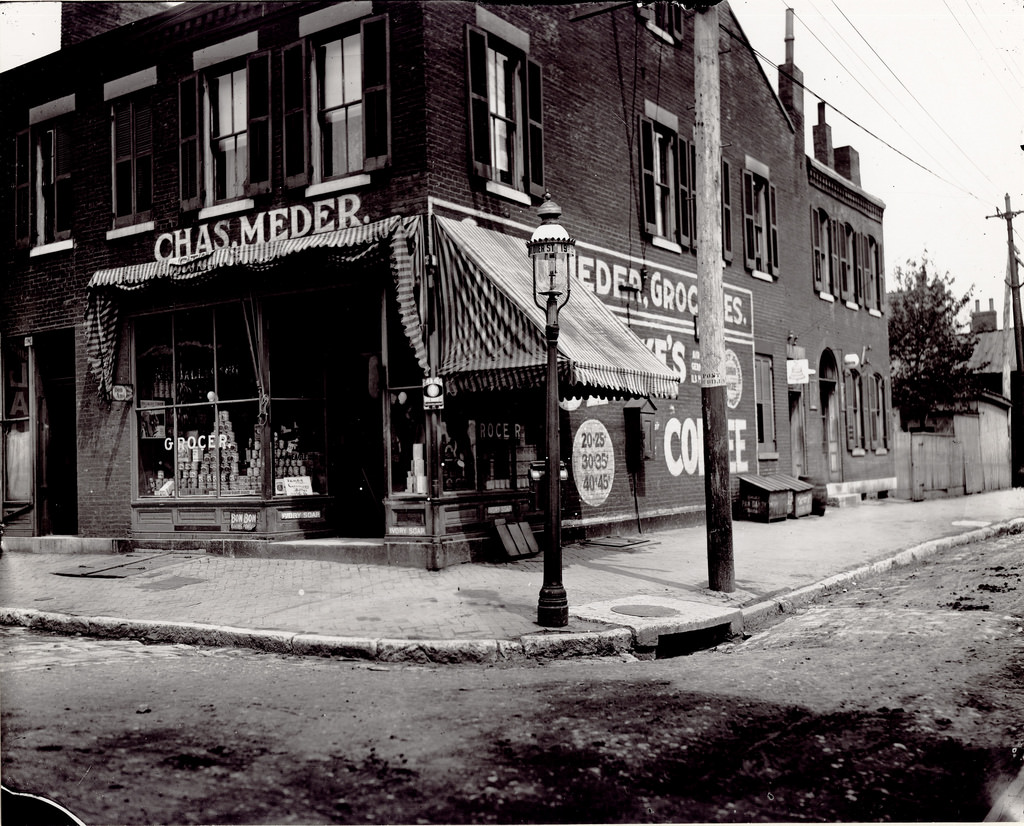Charles Meder Grocery store at the corner of Ninteenth and Dodier Streets, ca. 1900s