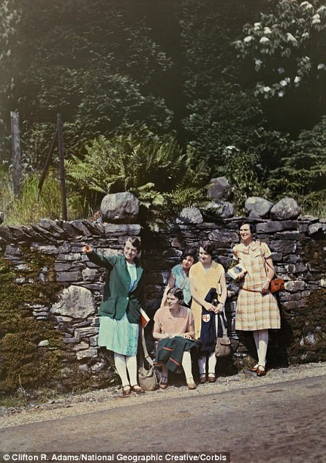 A group of women hike in Cumbria in 1928