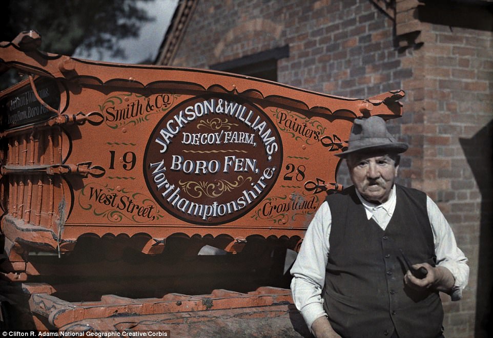 An informal portrait of a farmer and his cart in the small town of Crowland in Lincolnshire, near Peterborough, in 1928