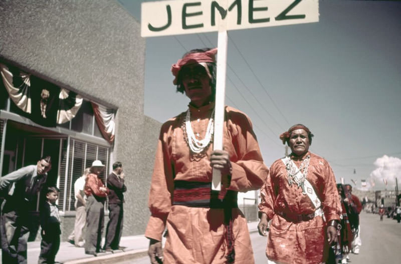 Members of the Jemez tribe participate in the parade.