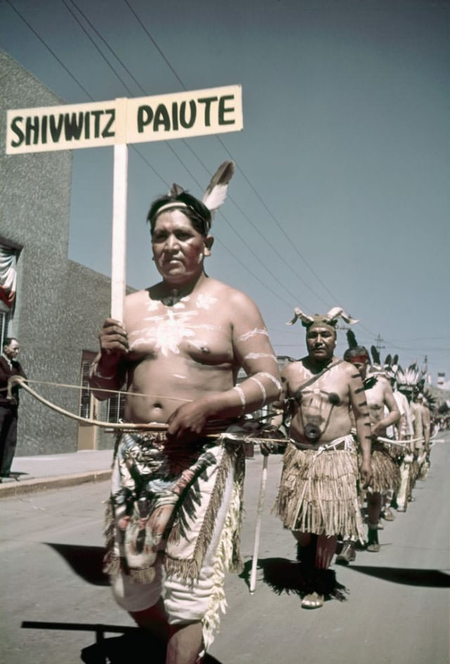 Members of the Shivwitz Paiute tribe participate in the parade.