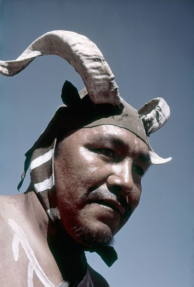 A member of the Shivwitz Paiute tribe participates in the parade.