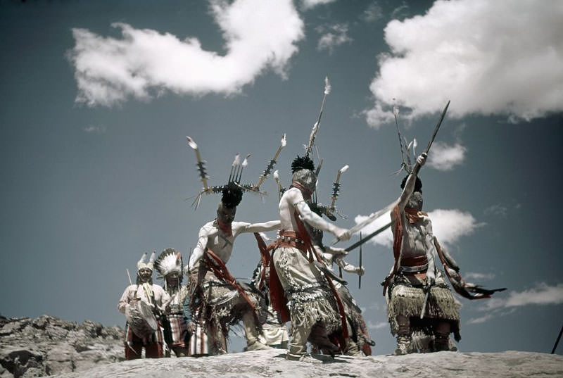 Dancers from the Mescalero Apache tribe participate in the Devil Dance.