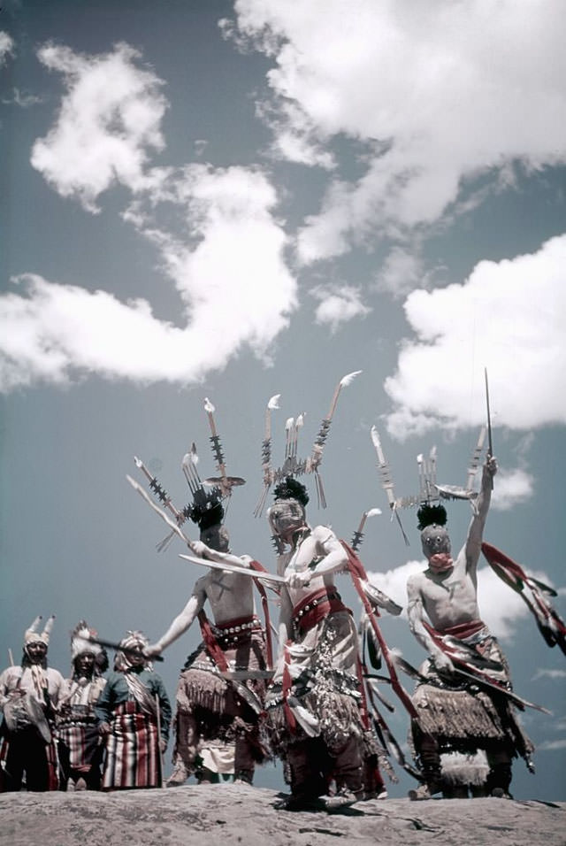 Dancers from the Mescalero Apache tribe participate in the Devil Dance.