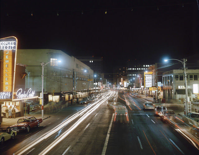 Jasper Avenue, Edmonton, Alberta, Canada, ca. 1960s