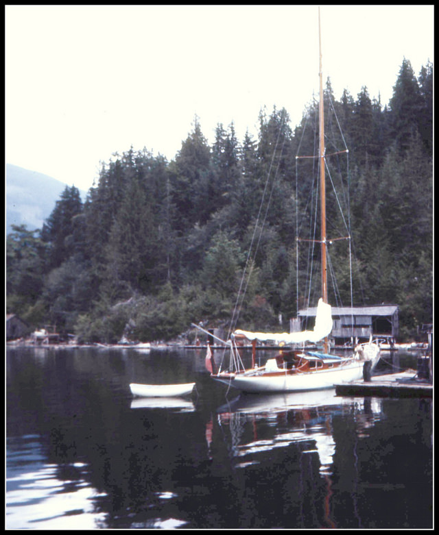 Sailboat at waterfront in Bristish Columbia, 1962