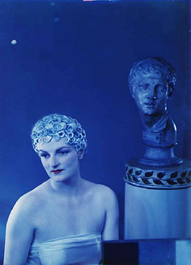 Greek gods and goddesses theme party, March 5th, 1935. Mrs Anthony Eden as Clio, the Muse of History