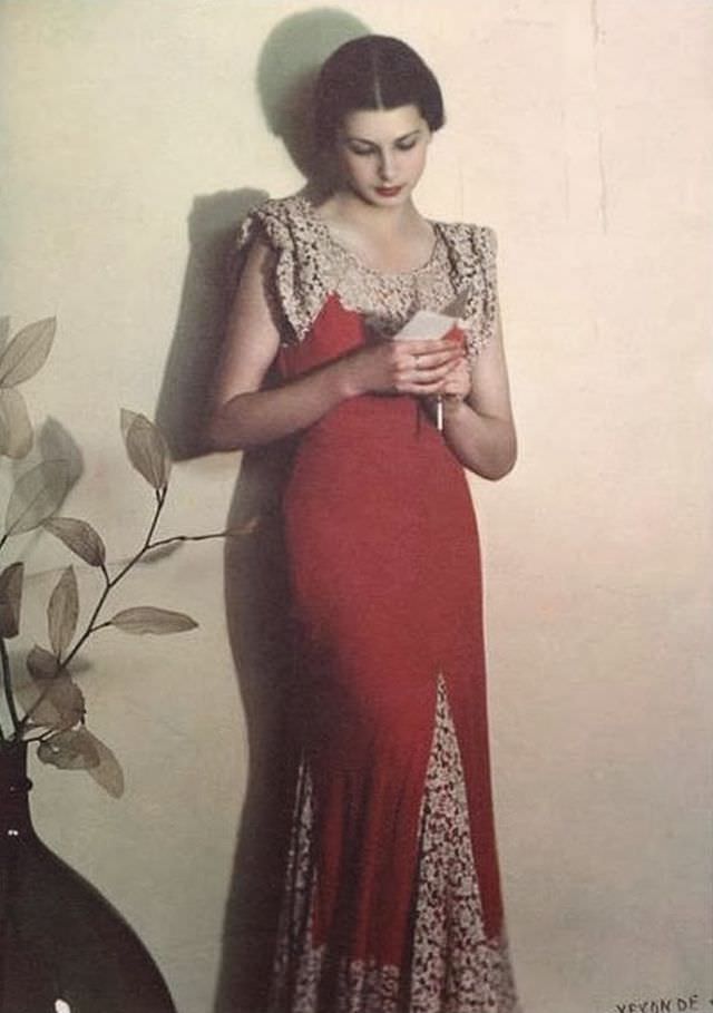 Woman in evening gown, 1930